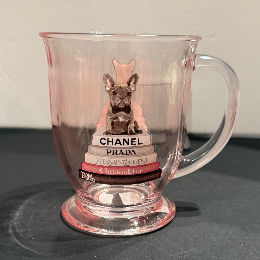 NWT Amanda Greenwood mug Luxury Inspired Designer Dog Print Glass (price for 1)